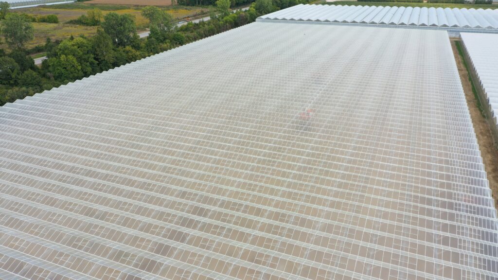 Aerial photo of completed H&A Farms 11-acre tomatogreenhouse
